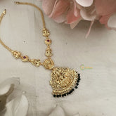 Vriksham South Indian Pink Stone Lakshmi Neckpiece-Green Bead-G18874